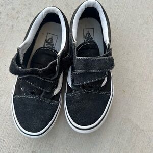 Vans Kids Black and White Velcro Sneakers